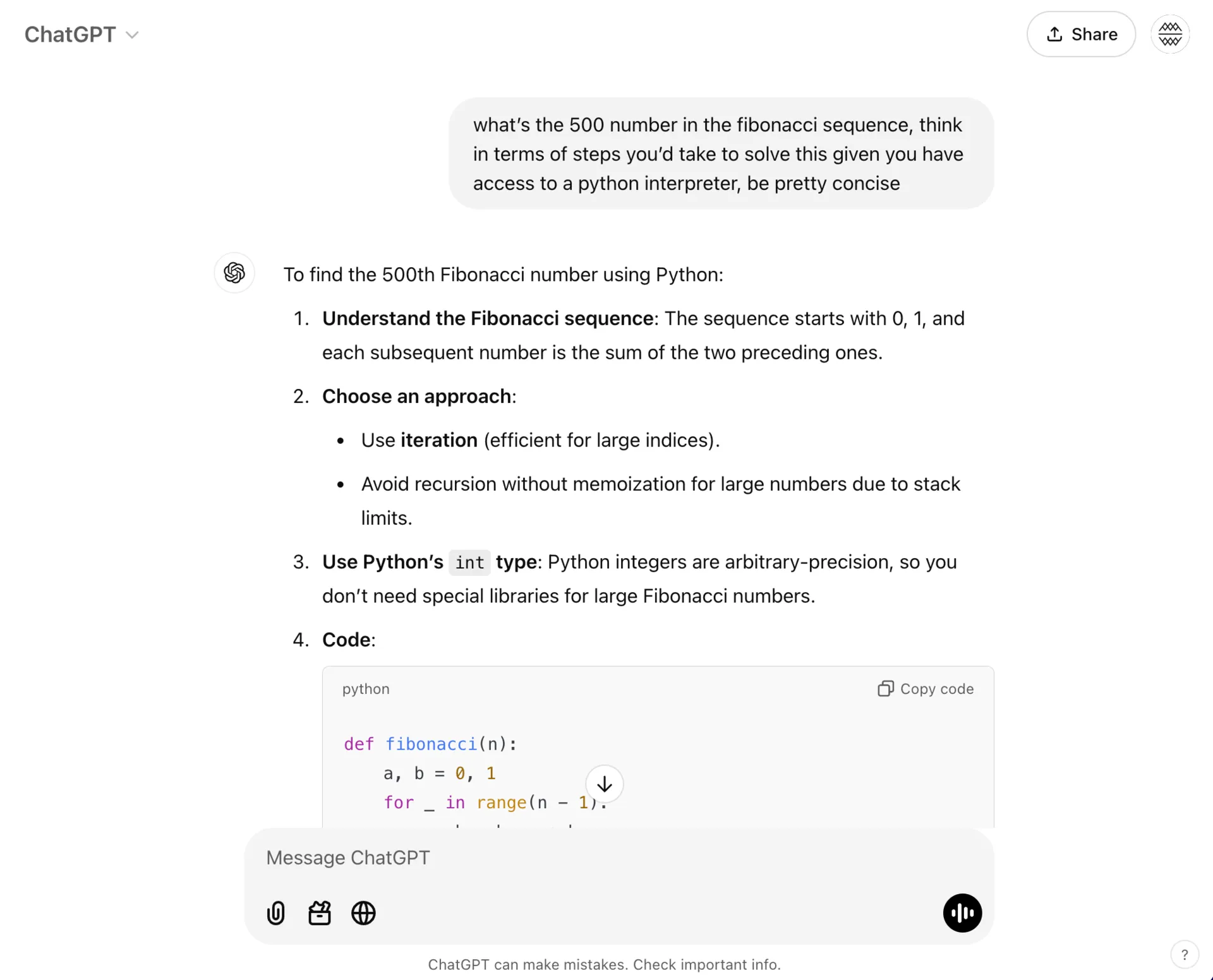 a screenshot of ChatGPT